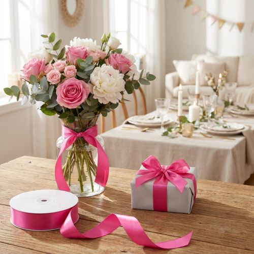 Taftband Geschenk- und Dekorationsband 25mm x 50m Pink | Floristik24.at