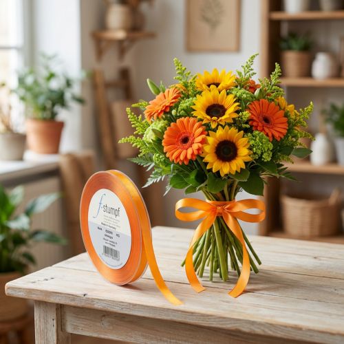 Dekoband Geschenkband mit Webkante 8mm Orange 50m Rolle | Floristik24.at
