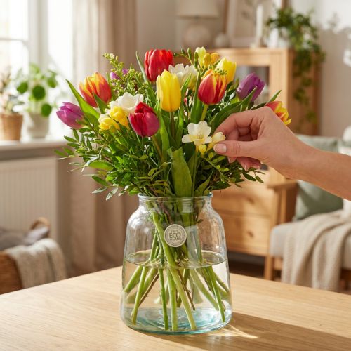 Artikel Glasvase aus klarem Glas Ø18cm H22cm für Tischdekoration
