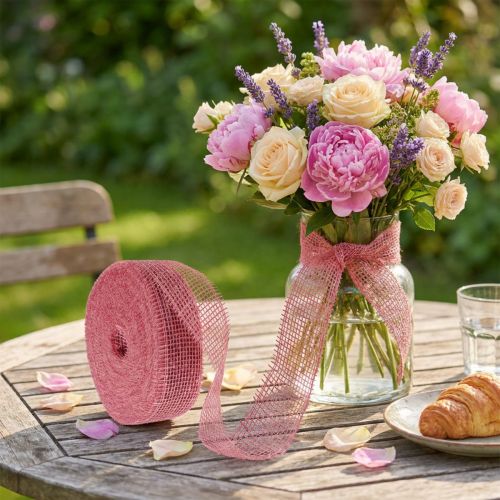 Juteband aus Naturmaterial Rosa 5 cm x 40 m Deko-Band für vielseitigen Einsatz | Floristik24.at