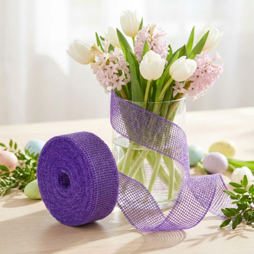 Juteband 5 cm x 40 m Lila Dekoband aus Jute für Bastelarbeiten und Dekoration | Floristik24.at