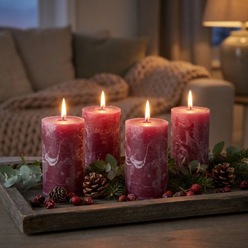 Stumpenkerzen aus Wachs Berry 60x100mm 4er Set für Dekoration | Floristik24.at