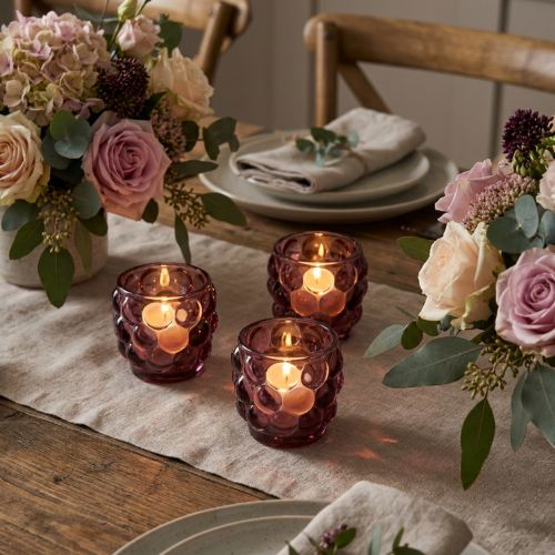 Teelichthalter Glas Berry Ø7cm H7cm im 6er-Set mit Trauben-Dekor | Floristik24.at