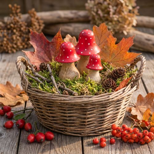 Fliegenpilz-Holzdeko 3er-Set, H6/8/10cm, Rot-Weiß, Herbst- und Weihnachtsdeko | Floristik24.at