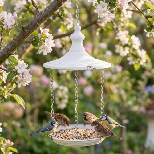 Artikel Hängedeko Metall Ø20cm Weiß Shabby Chic Vogelfutterstelle