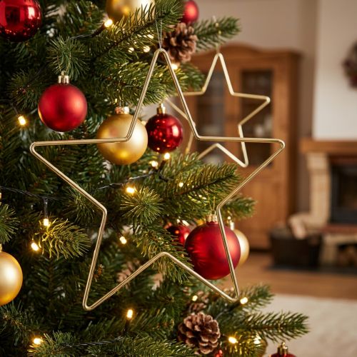 Metallstern Gold 20 cm 6 Stück Weihnachtsdeko Anhänger | Floristik24.at