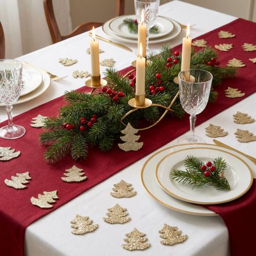 Streudeko Tannenbaum Holz Glitter Gold 4 cm 72 Stück | Floristik24.at