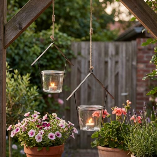 Hängendes Teelicht-Haus aus Metall und Glas, Schwarz/Transparent, H 21,5 cm, Set à 2 Stück | Floristik24.at