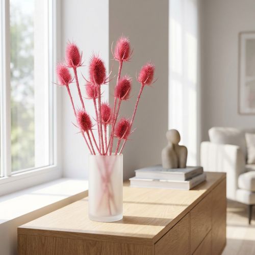 Wilde Karde Trockendeko Rosa Disteln 53cm 10 Köpfe | Floristik24.at