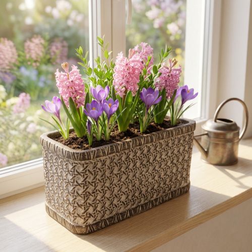 Keramik Pflanzkasten Braun Weiß 23×11×11cm mit Flechtmuster | Floristik24.at