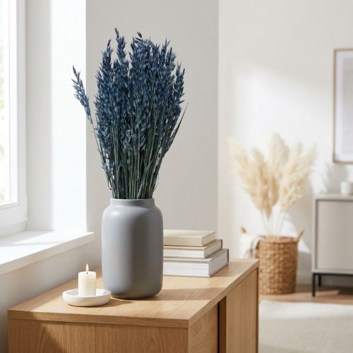 Artikel Getrockneter Hafer Blau 68cm 230g Trockenblumen Bund für Dekoration