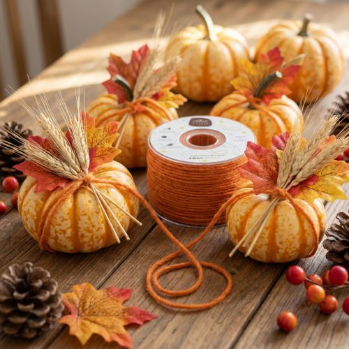 Artikel Wollschnur aus Wolle und Jute 3mm Orange 100m für Dekoration