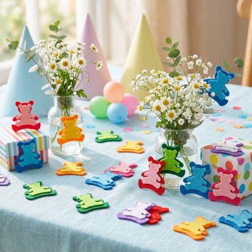 Bunte Streudeko Bär aus Filz 3,5cm x 3,5cm, 100 Stück | Floristik24.at