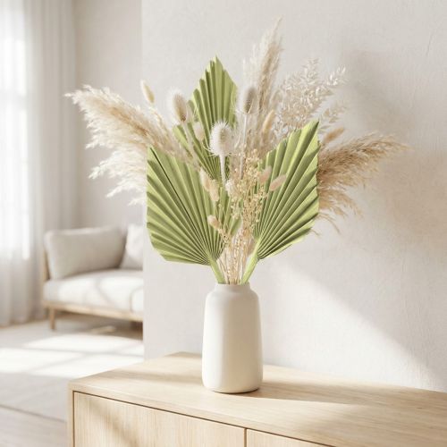 Getrocknete Palmspeere Apfelgrün weißgewaschen 65 Stück 36–62 cm | Floristik24.at
