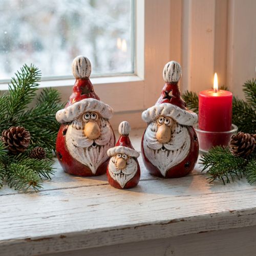 Niedliche Weihnachtsmann-Figur aus Keramik, 10 cm, Rot-Weiß, 4er-Set | Floristik24.at