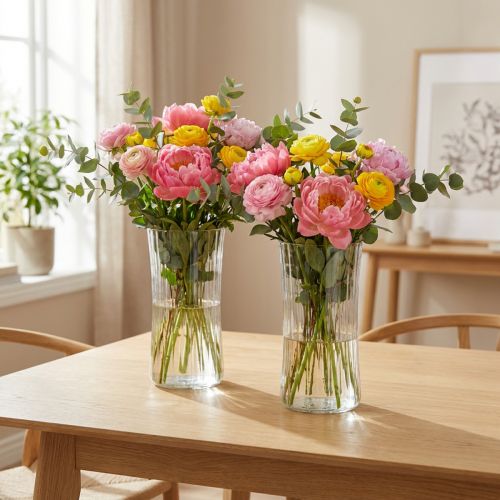 Artikel Glasvasen Retro Klar Ø12cm H24cm 2er-Set