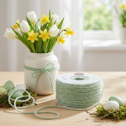 Filzschnur Dochtfaden 2mm Mintgrün 100m Schafwolle mit Jutekern | Floristik24.at