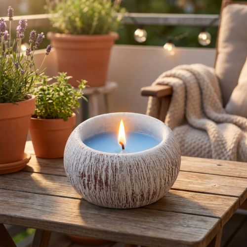 Citronella-Kerze Keramikschale Blau Ø14cm H8cm Außenbereich | Floristik24.at