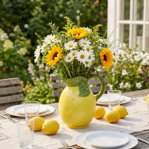 Zitronenvase Keramik Gelb Grün H18,5cm für Blumen und Deko | Floristik24.at