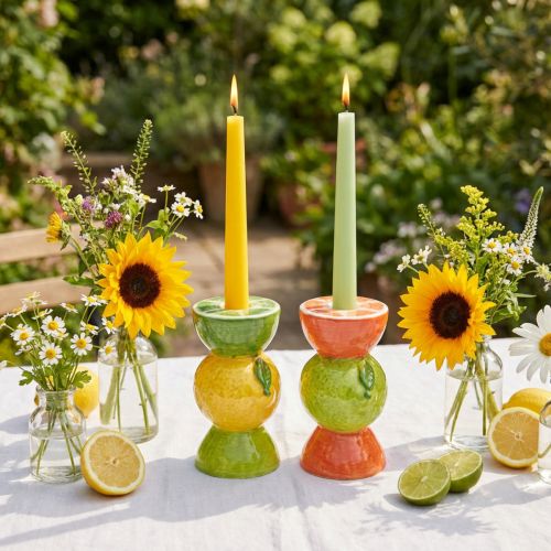 Artikel Keramik-Kerzenhalter Zitrusfrüchte H10,5cm 2er-Set