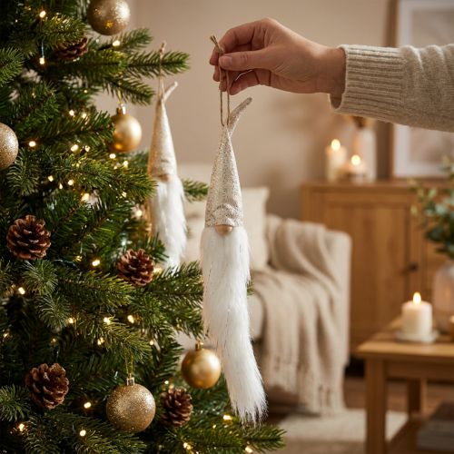Weihnachtswichtel zum Hängen mit Zipfelmütze 57cm Creme 3er-Set | Floristik24.at