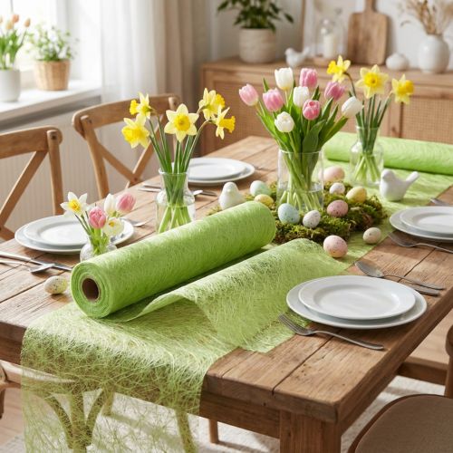 Deko-Vlies Tischläufer Sizoweb 30 cm x 25 m Hellgrün | Floristik24.at