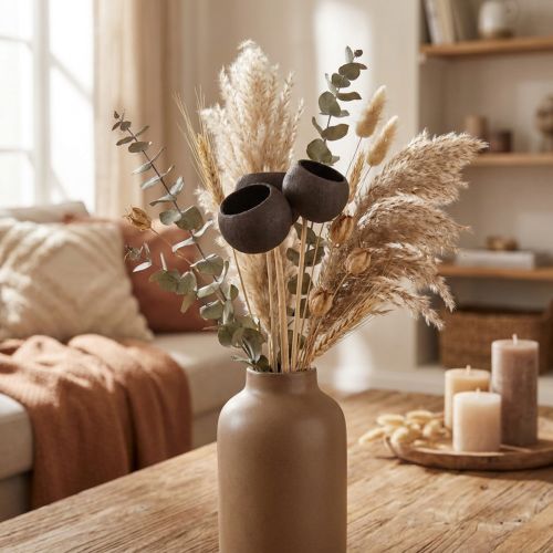 Artikel Trockenblumen Bell Cups am Stiel Schwarz 44cm 3 Stück