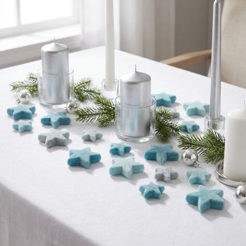 Artikel Beflockte Deko-Sterne Blau und Blaugrau Ø 4/5 cm 40 Stück