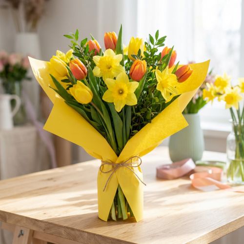 Artikel Manschettenpapier Gelb 25cm x 100m aus Seidenpapier für Blumen und Dekoration