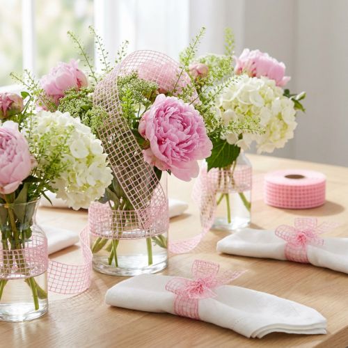 Gitterband aus Kunststoff 4,5cm x 10m Rosa für Dekorationen | Floristik24.at