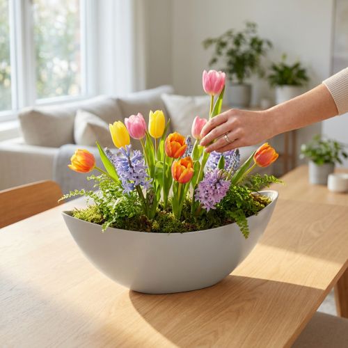 Pflanzschale oval 39 cm x 12,5 cm H 13 cm Hellgrau Kunststoff | Floristik24.at