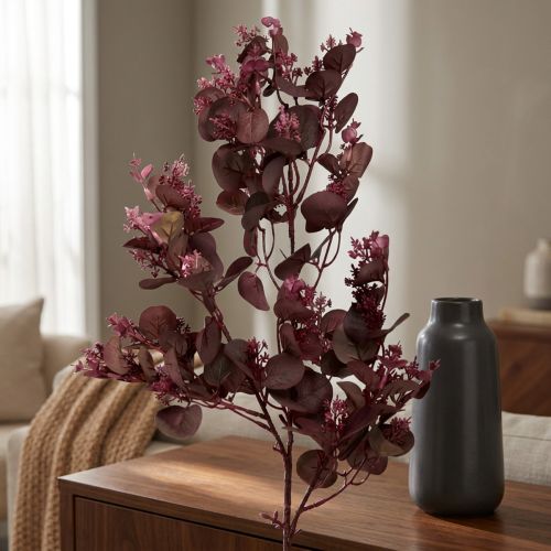 Artikel Dekorativer künstlicher Eukalyptus-Zweig burgund 66 cm, 2 Stück