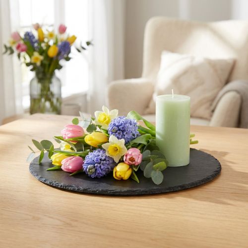 Runde Schieferplatten Schwarz Ø15cm 6er-Set | Floristik24.at