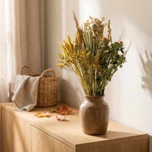 Trockenblumen-Set Gelb Naturfarben 60cm für Strauß und Kranz | Floristik24.at