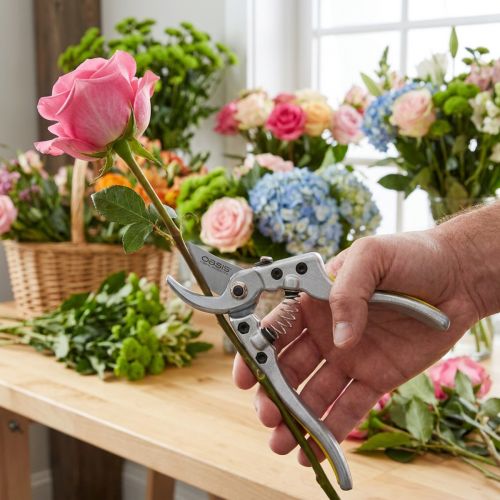Gartenschere aus Metall mit Kunststoffgriff 20cm Silber/Gelb | Floristik24.at