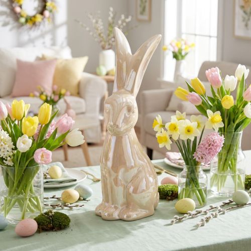 Artikel Osterdekoration Keramikhase Beige 49,5cm Aufrecht