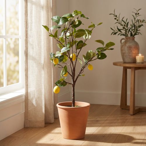 Künstlicher Zitronenbaum im Topf 90cm Gelb-Grün Kunststoff für Innenräume | Floristik24.at