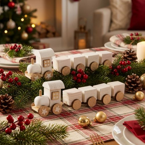 Holzeisenbahn Weihnachtsdekoration Weiß 20cm 2 Stück | Floristik24.at
