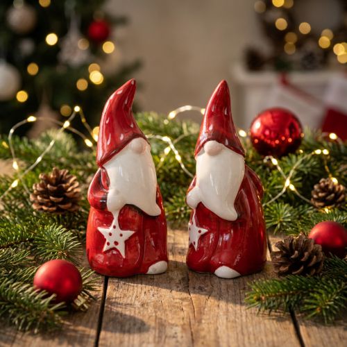 Weihnachtsmann-Figuren Keramik Rot-Weiß H13,5cm 2er-Set | Floristik24.at