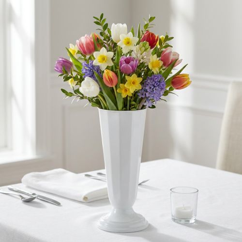 Einstellvase aus Kunststoff Weiß Ø13–20 cm Höhe 30–47 cm | Floristik24.at