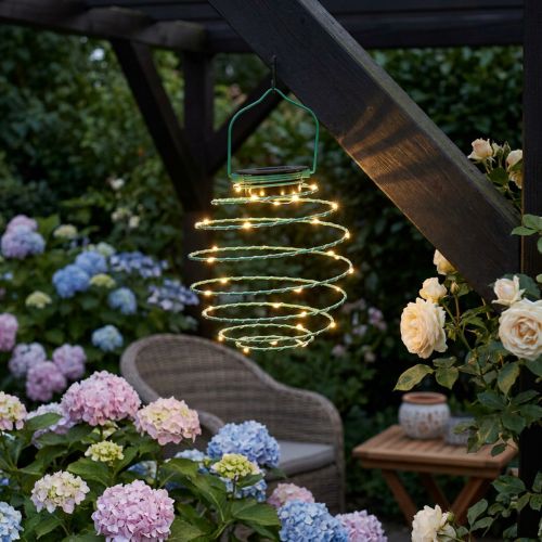 Solar Gartenleuchte Grün Metall 22cm mit 25 LEDs Warmweiß für Außen | Floristik24.at