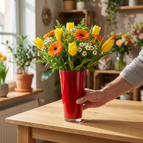 Artikel Vase „Fizzy“ Kunststoff Rot Ø13,5cm H20cm 1 Stück