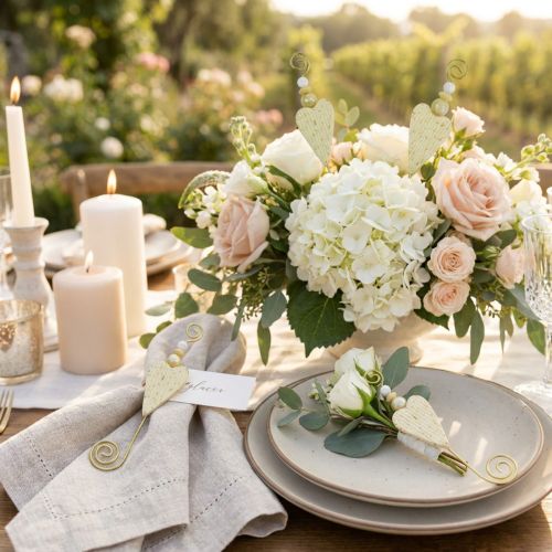 Hochzeitsanstecker Herz Creme 12cm 16 Stück | Floristik24.at