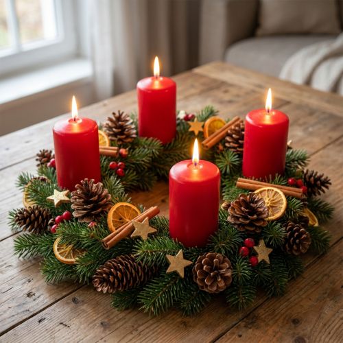 Stumpenkerzen Adventskerzen 70x50mm Altrot 24 Stück | Floristik24.at