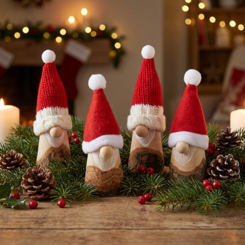 Deko-Wichtel Holz Weihnachtsfiguren 4er-Set 10-12 cm