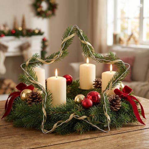 Artikel Drahtstern Metall Wellenring Ø 20 cm Silber für Weihnachtskranz 10 Stück