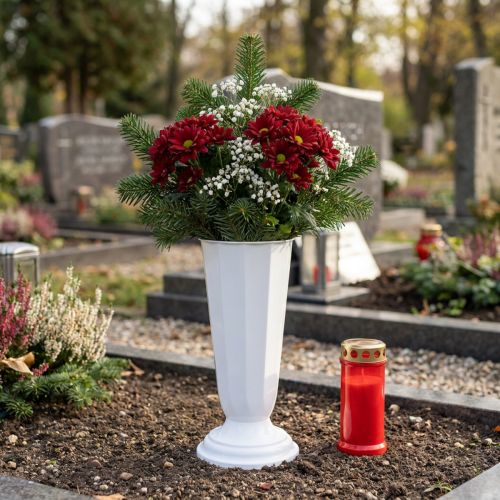 Artikel Einstellvase aus Kunststoff Weiß Ø19cm mit Fuß
