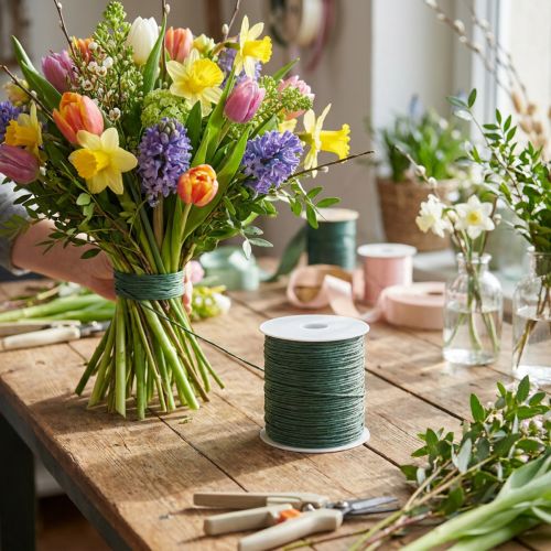 Papierkordel mit Drahtkern Ø2mm 100m Grün für Floristik und Bastelarbeiten | Floristik24.at
