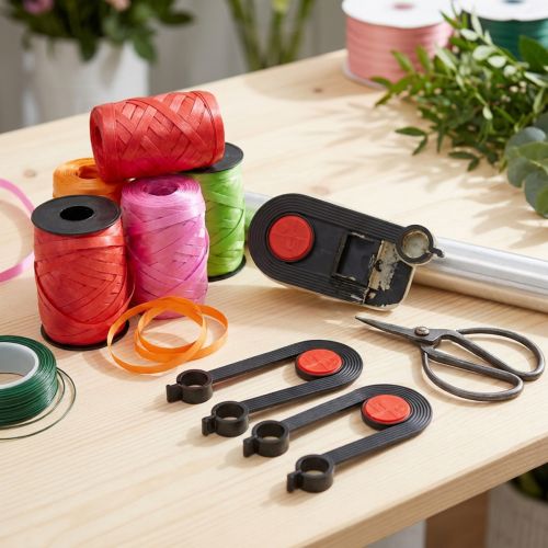 Artikel Ersatzhalterung aus Kunststoff für Kräuselbandabroller 12 cm Schwarz-Rot 1 Paar