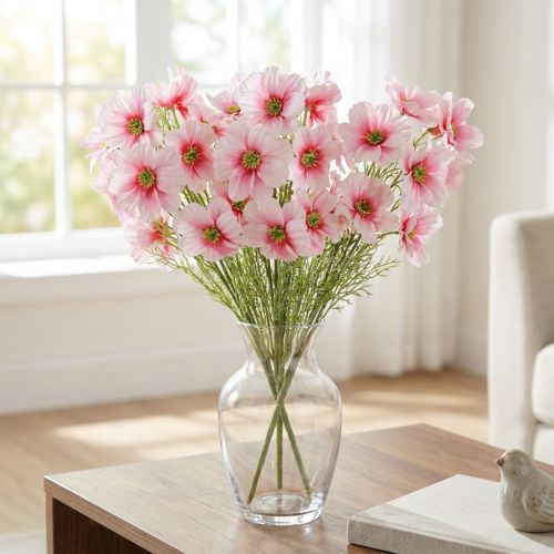 Künstliche Cosmea Blume 77cm Pink 3er-Set aus Seidenstoff | Floristik24.at